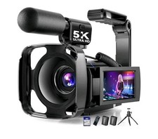 5K Video Camera Camcorder, UHD 64MP Vlogging Camera for YouTube with 3" 270 