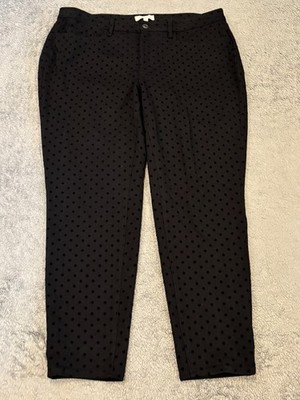 Talbot's Plus Pants Womens 16W Black Stretchy Dress Pant Black Polka Dots