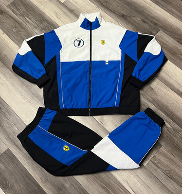 Puma Ferrari Men's 2 Piece Tracksuit Blue White Jacket 2XL Pants XL