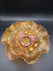 Northwood Marigold Three Fruits Carnival Glass Bowl 8"
