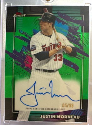 Topps Finest Justin Morneau Auto 85/99 Serial Numbered Insert Minnesota Twins