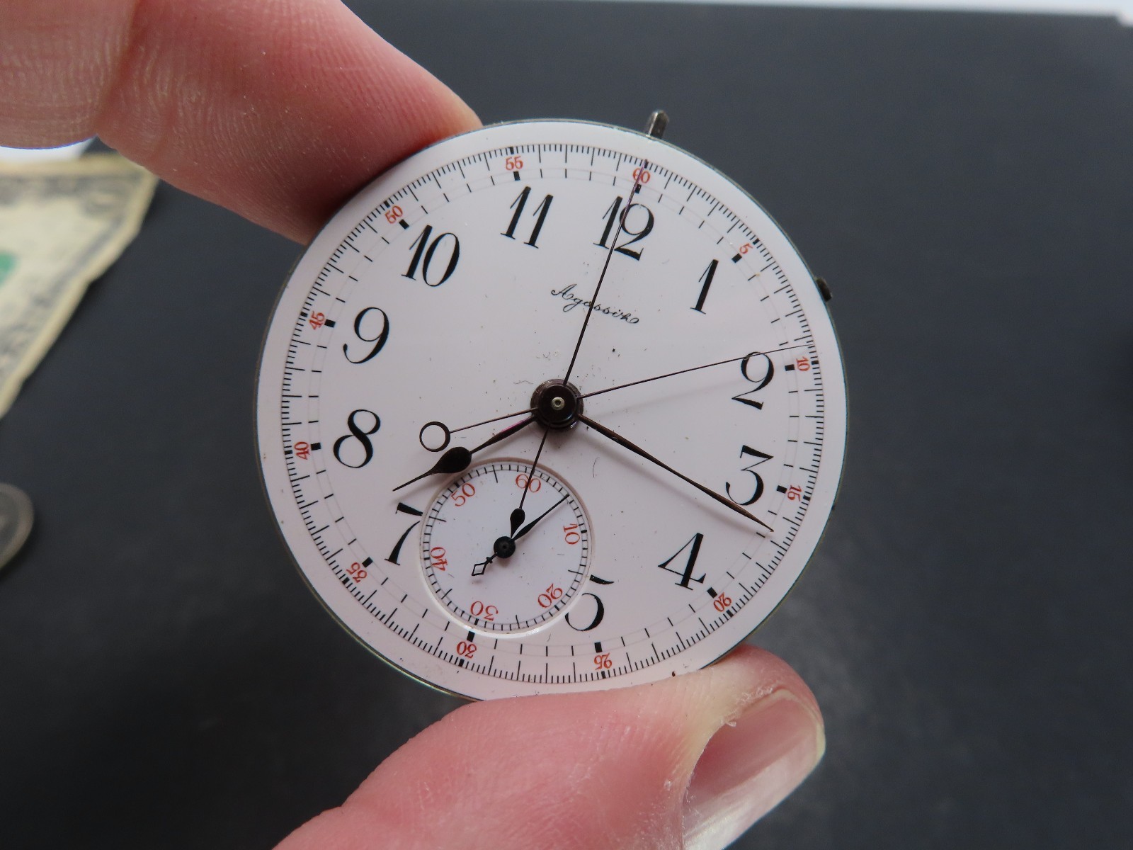 Agassiz Split Second Chronograph Pocket Watch Mov… - image 1
