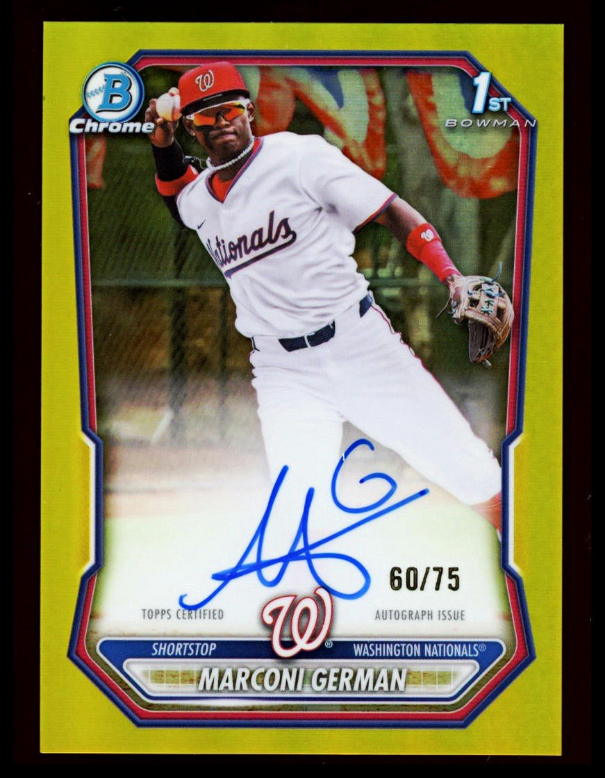 🔥⚾️MARCONI GERMAN 2026 Bowman Chrome 1st True Yellow Auto /75 #NATIONALS!⚾️🔥