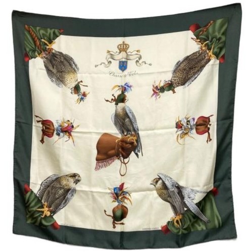 Sciarpa Hermes Carré 90 EQUATEUR Chasse a vol seta verde con etichette senza scatola usata.