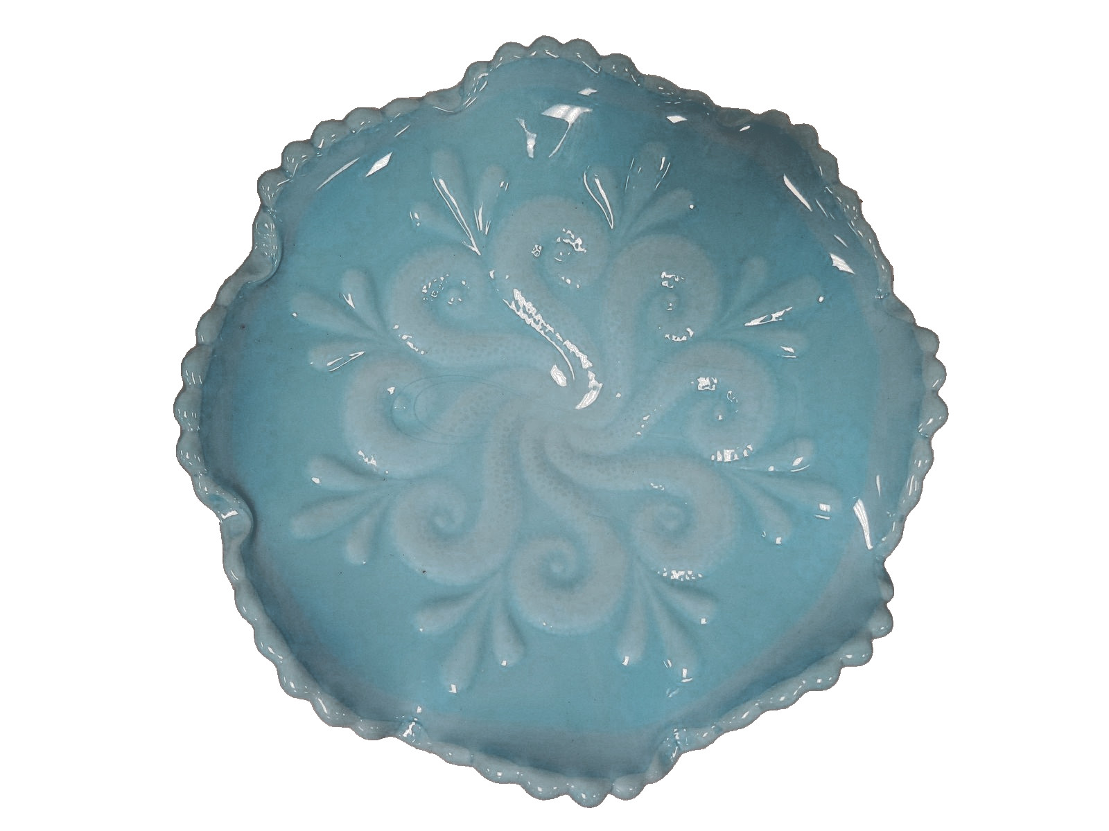 VTG Milk Glass Pedestal Compote Dish Swirl Leaf Decorative Design Bowl Candy