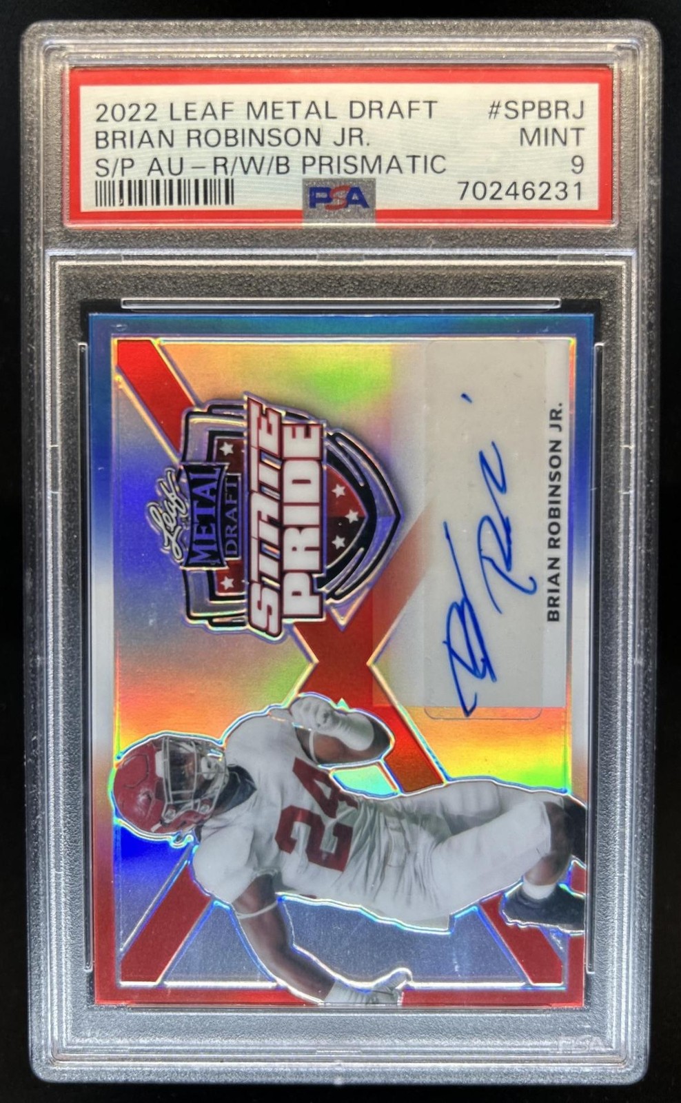 2022 Leaf Metal Draft Brian Robinson Jr. State Pride Auto Autograph RC /10 PSA 9