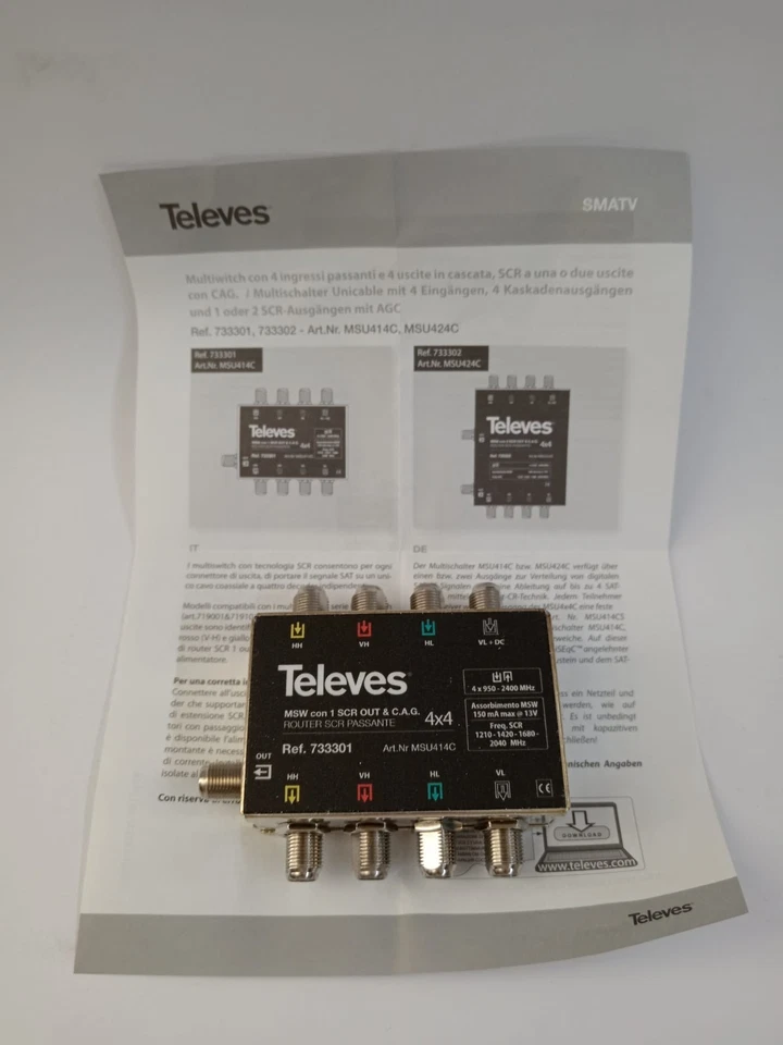Televes 733301 Multiswitch SCR 4x4 1 uscita SCR NUOVO - Immagine 3 di 4