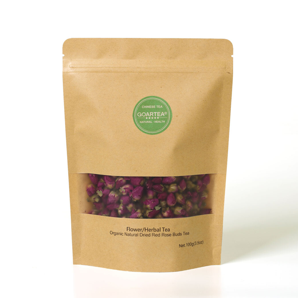 GOARTEA 100g Red Rose Tea Bags Buds Dried Edible Petal Flower Herbal Rosebuds