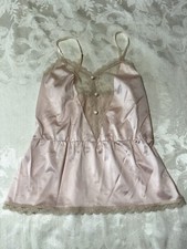 Vtg MONTGOMERY WARD 90878 Lace Satin Antron III Nylon Sz 32 Fr. Pink Camisole