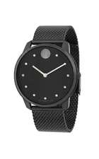 Brand New Movado Bold Thin Men’s Black ION Plated Stainless Steel  Watch 3600904