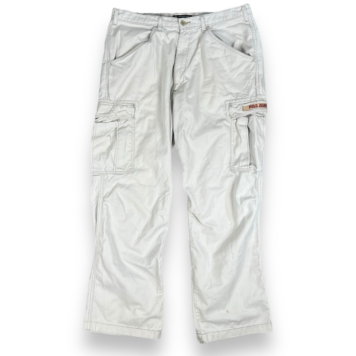 Vtg Y2K Polo Jeans Co Pants Tan Freighter Ralph Lauren Baggy Cargo 