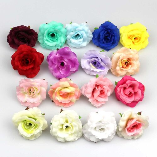50Pcs Pink Artificial Fake Flower Silk Rose Heads DIY Bulk Wedding Home Decor - Picture 7 of 9