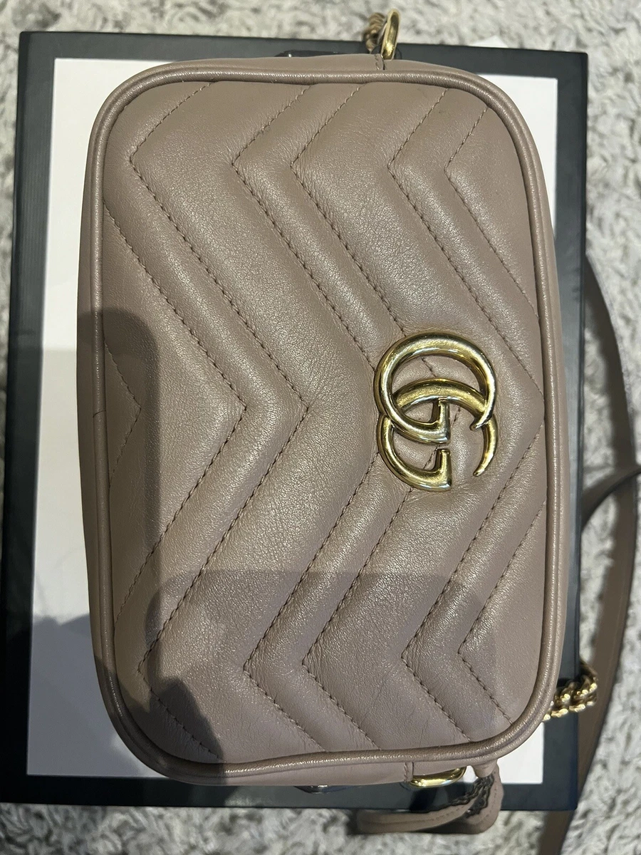 Gucci Marmont Mini Shoulder Bag in Dusty Pink Leather eBay