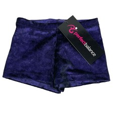 Perfect Balance Kids Dance Gymnastics Shorts Purple Shimmer Sz SC Made In USA