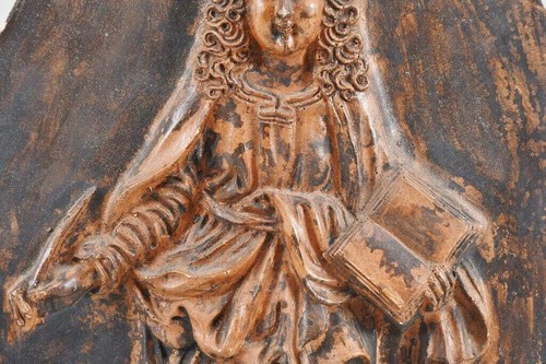 Antique Baroque Terracotta Relief of St. John Evangelist Wall Plaque Figure 12in - Picture 5 of 12