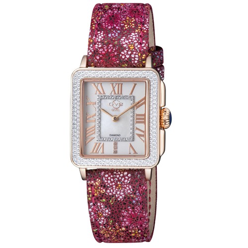 GV2 by Gevril Women's 12316F Padova Floral MOP Dial Swiss Quartz Diamond Watch - 第 1/3 張圖片