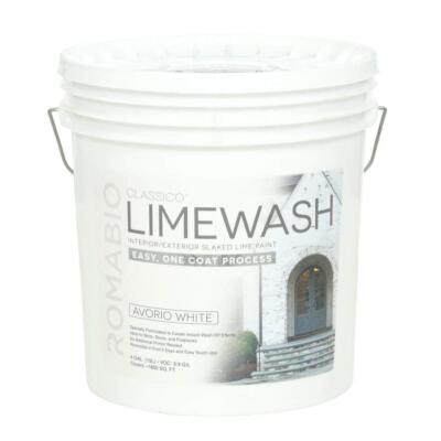 Romabio Classico Limewash Interior/Exterior Paint, Avorio White, Flat, 4gal