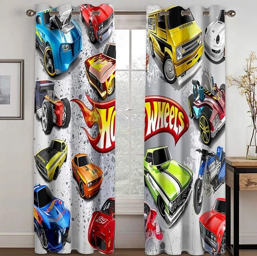 Kids Boys 3D Hot Wheels Bedroom Drapes Cartoon Blackout Curtains Ring Top Eyelet - Picture 13 of 20