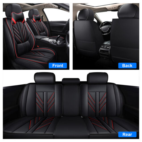 For Nissan Luxury Car Seat Cover 5 Seats Front &Rear Full Set Leather Protector - Foto 21 di 23