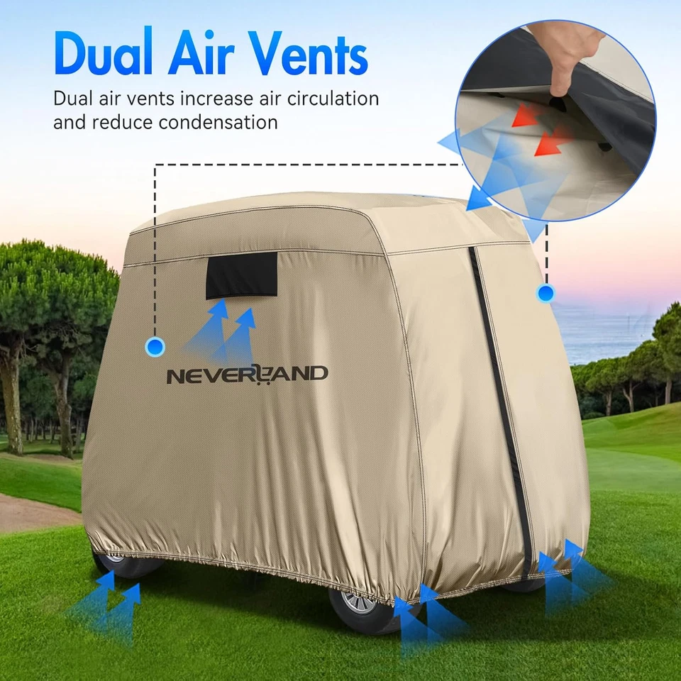 Waterproof Golf Cart Cover for 2 Passengers - Fits Yamaha, EZGO, Club Car (Up to - Image 2 of 4
