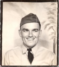 Vtg B W Photo WW2 US Army Soldier ID Photo Portrait Handsome Man Service Uniform