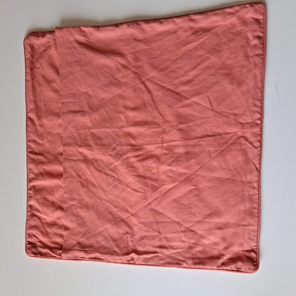 Pottery Barn Linen Blend Embroidered Pillow Cover Yellow Salmon Size 18