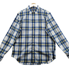 Banana Republic Camden Fit Men's Size L Check Cotton Custom Wash Shirt