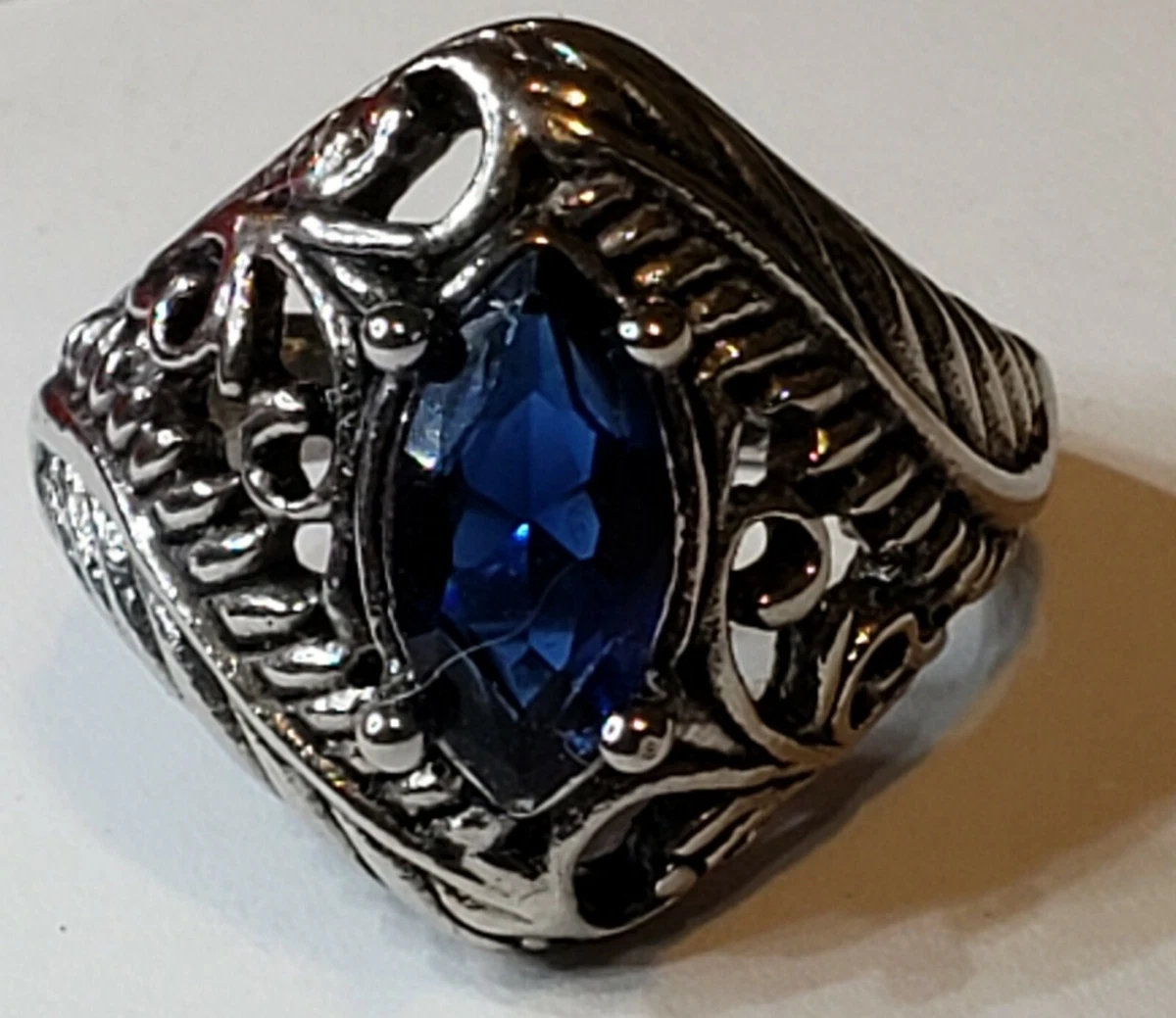 Stainless steel sapphire ring deals