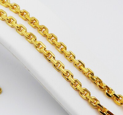 Collier Chaîne Tresse Plaqué Or 24K – 24 Pouces, Style Baht Thaïlandais, Fait Main