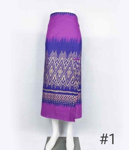 1 X Traditional Thai Laos Synthetic Long Sarong Skirt Wrap Ready to Wear Summer - Picture 2 of 52