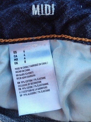 American Eagle Outfitters Size 4 Dark Wash Denim Jean Shorts Cuffed Stretch Midi - Picture 6 of 13