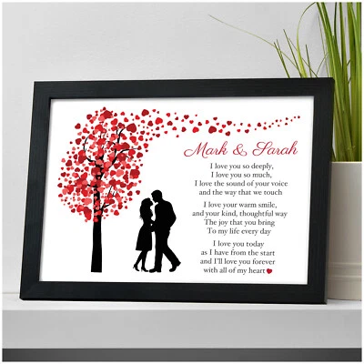 Personalised I Love You Couples Poem Valentines Gifts for Her Him Wife Husband