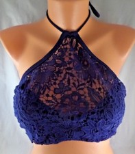 NWT Womens Jessica Simpson Flower Power Crochet Halter Swimsuit Top Sz M