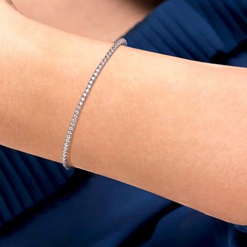 Brazalete Tenis Diamante 2.00 Ct GLI HRD Creado en Laboratorio Corte Redondo Oro Blanco 14K - Imagen 6 de 9