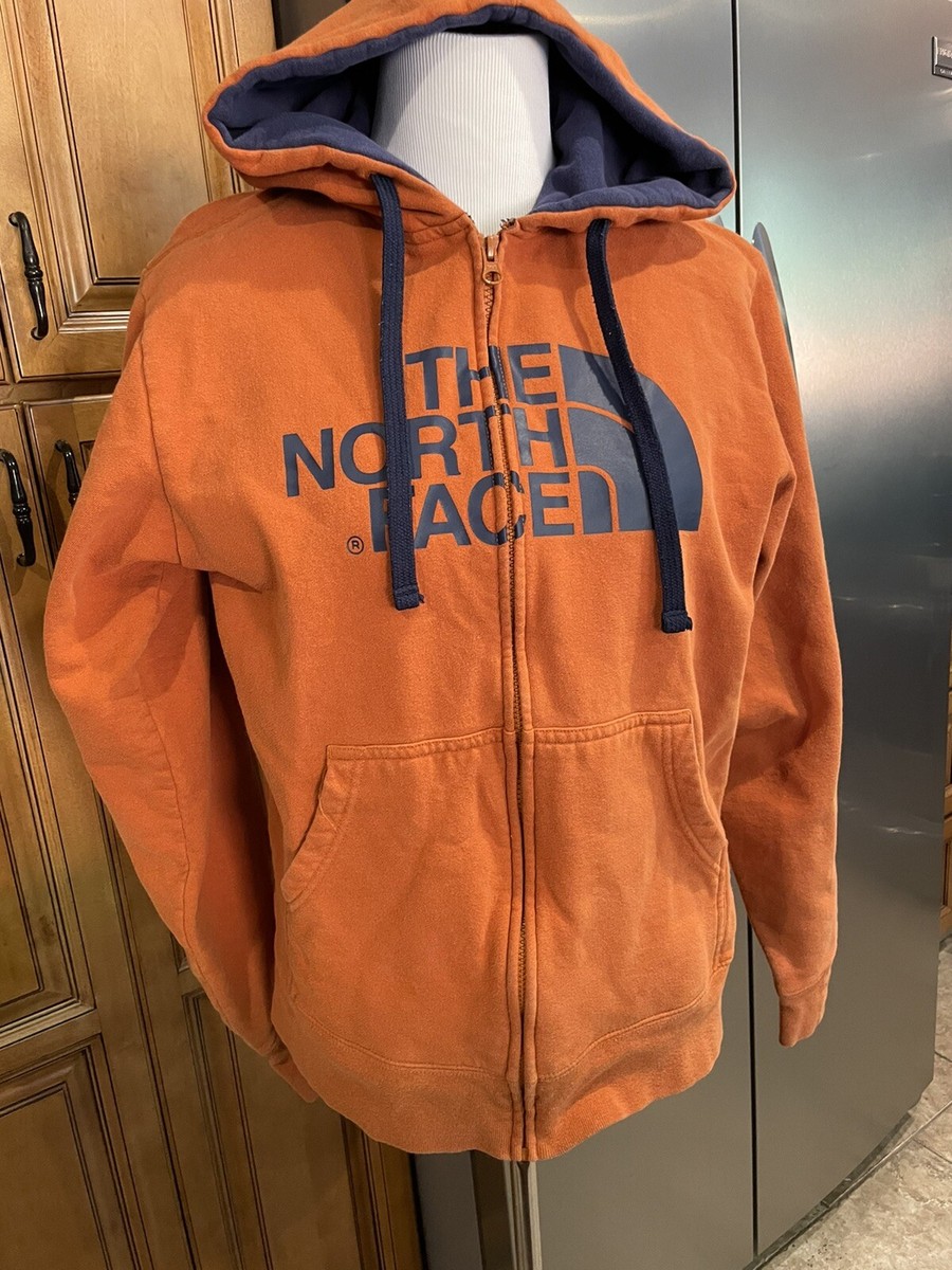 The North face Mens Zip Up Hooded Sweatshirt Orange/Blue Size M | eBay
