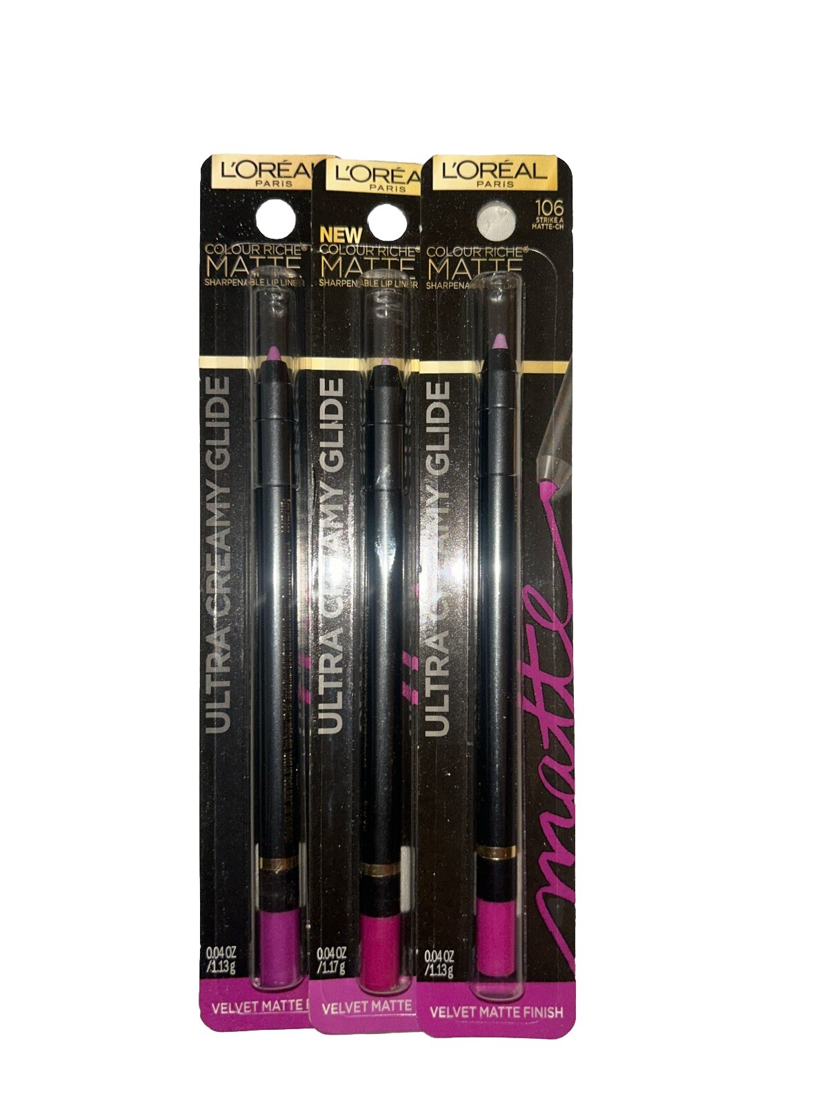 L'Oreal Colour Riche Matte Lip Liner 106 Strike A Matte CH - 3 Pack