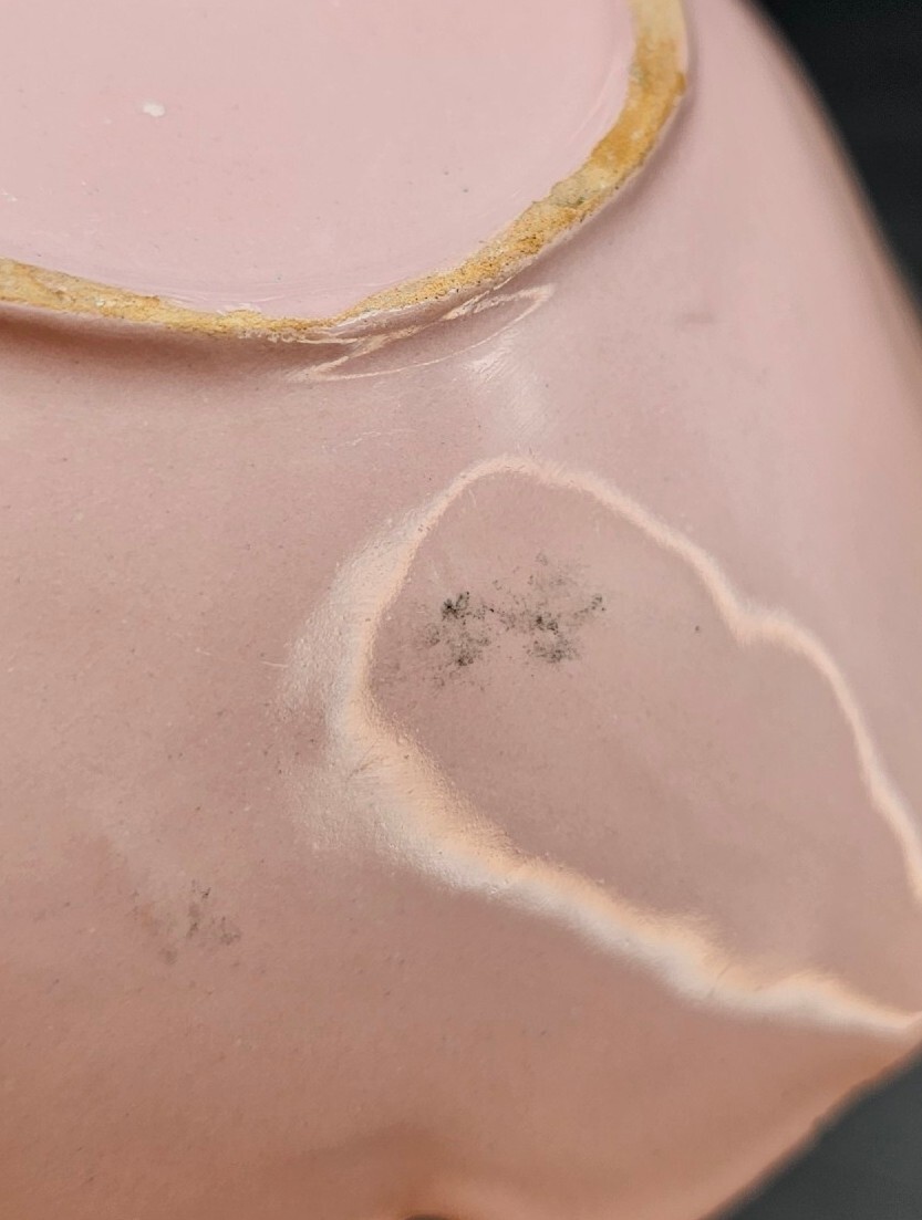 Vntg Italian Pottery Hand Painted Ceramic Applied Figs Leaf Trinket Bowl Handle