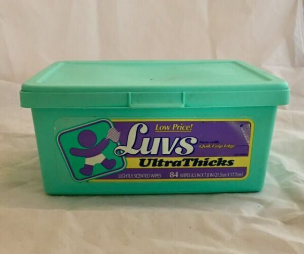 Vintage 1998 Luvs Ultra Thick Diaper Wipes Wipe Container RARE Prop