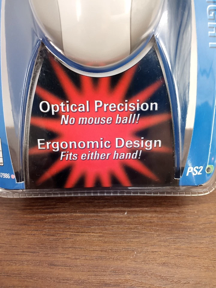 GE H097986 White 3 Buttons 1 Wheel PS/2 Wired Optical Mouse New Sealed - Image 2 of 4