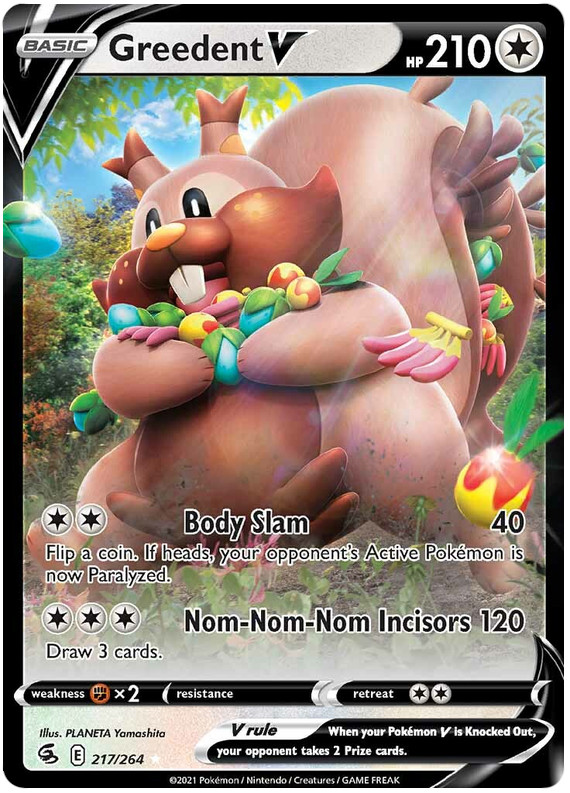 GREEDENT V 217/264 FUSION STRIKE POKEMON (ULTRA RARE, NM)