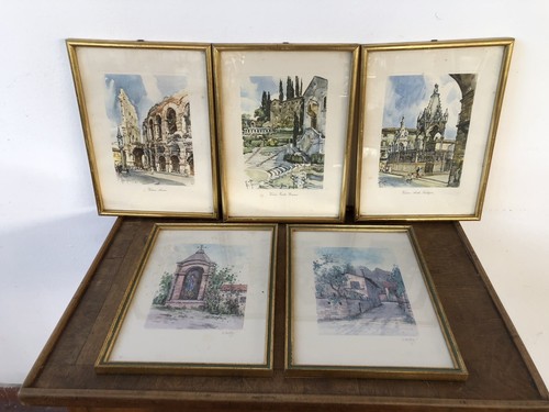 Stock Di 5 Stampe Di Acquerelli Di ALDO RAIMONDI e GIOVANNI BUFFA