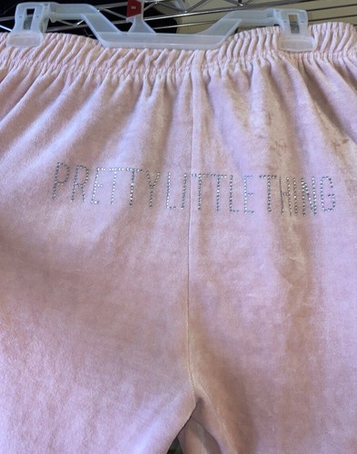 PRETTYLITTLETHING Shape Dusty Pink Velour Diamante Skinny Sweatpants Size 10 - 第 4/5 張圖片