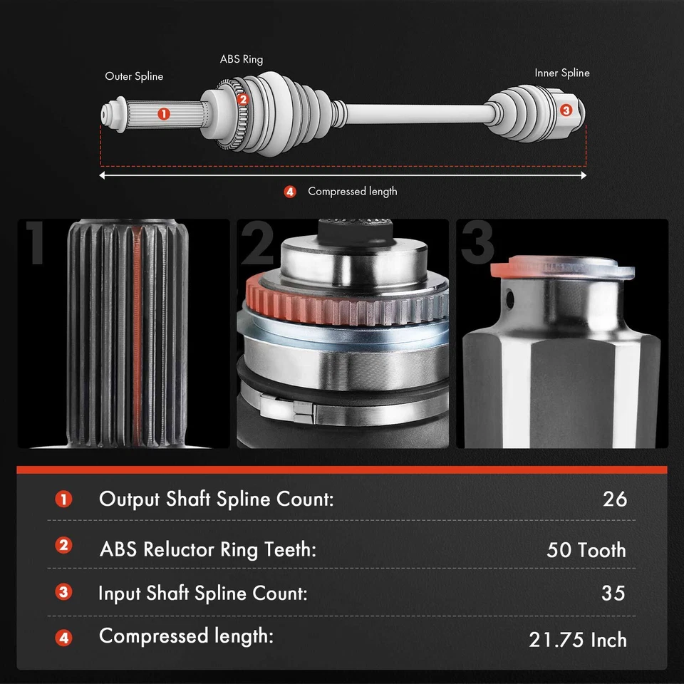 Conjunto de eje CV delantero izquierdo para Ford Taurus Lincoln Continental Mercury Sable Foto 2 de 4