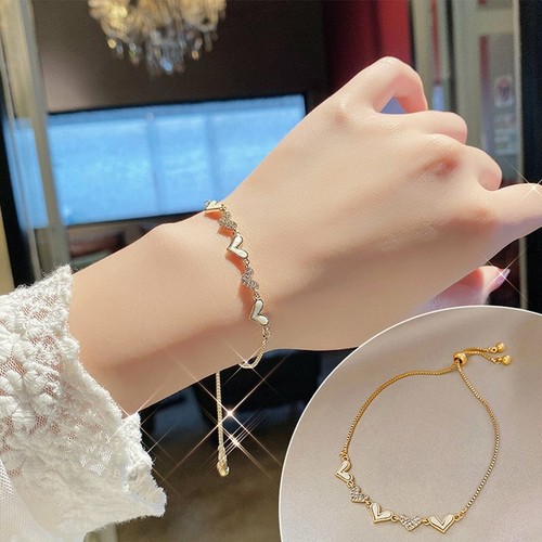 New Crystal Shell Heart Bracelet Bangle 