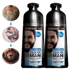 Men Black Beard Simple Hair Dye Color Shampoo Permanent Darkening Hair Coloring