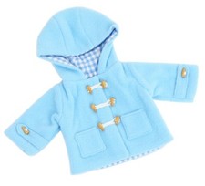 NEW PALE BLUE DUFFLE COAT FOR BABY BORN AND OTHER 14-18INCH DOLLS