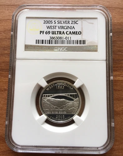 2005-S Silver West Virginia State Quarter NGC PF69 Ultra Cameo