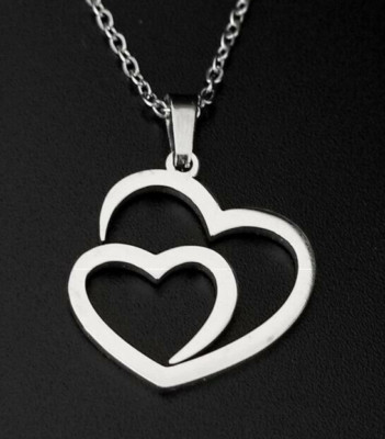 Zwei Herzen Liebe Freundschaft Anhänger Edelstahl Halskette Damen Geschenk C2D