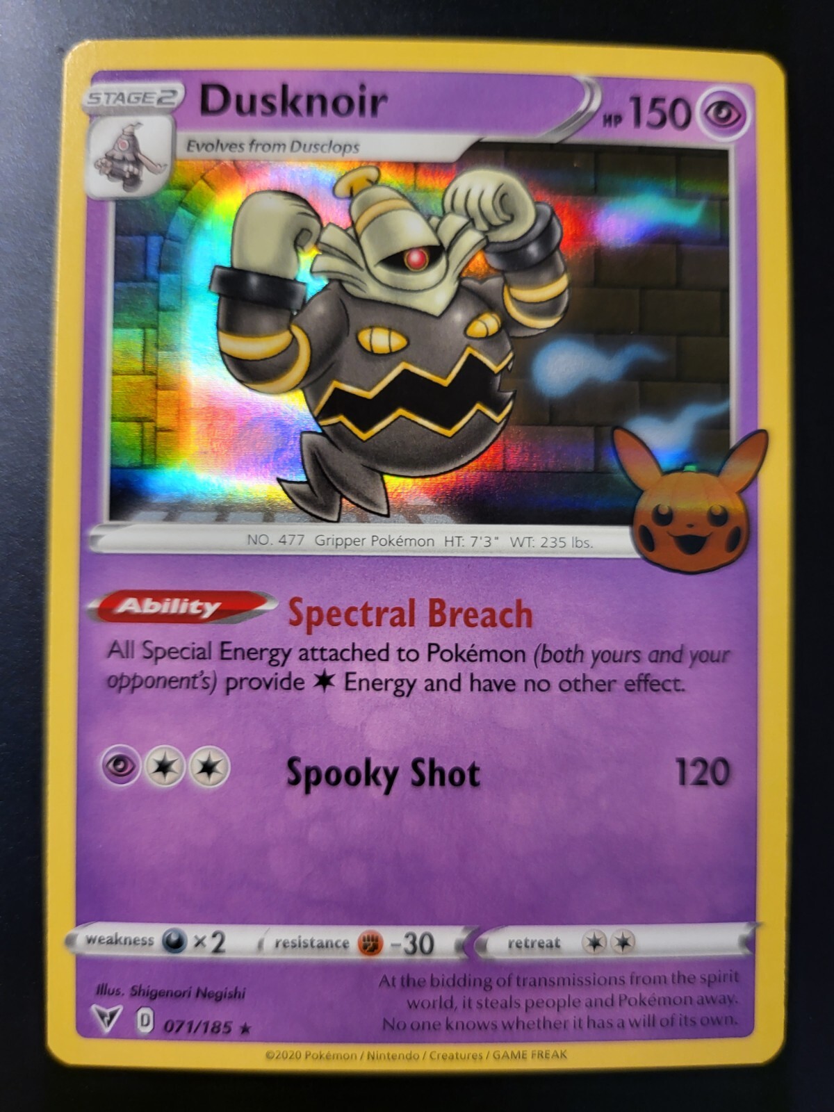 2023 Pokemon Dusknoir Trick Or Trade FOIL  Card 71/185
