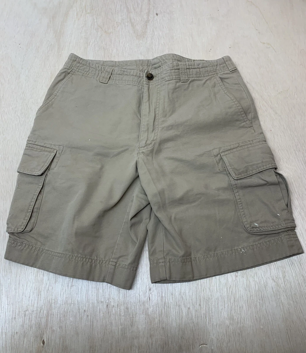 Brooks Brothers Mens Shorts 35 Cargo Light Khaki Cotton Canvas Flat Front